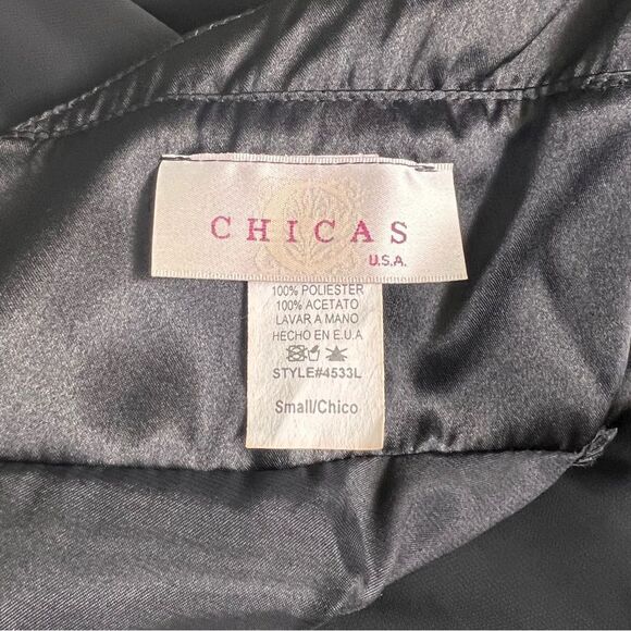 Chicas Vintage Y2K 90s Black Halter V Neck Flowy Dress - Picture 10 of 11